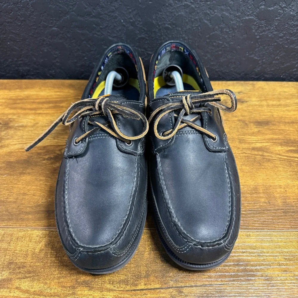Timberland Classic 2-Eye 70527 Black Leather Boat Shoes Mens 11.5M